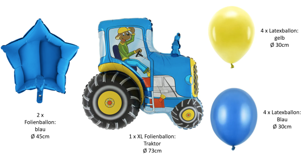 Fahrzeuge - SET: Traktor blau  - 11 Stk.